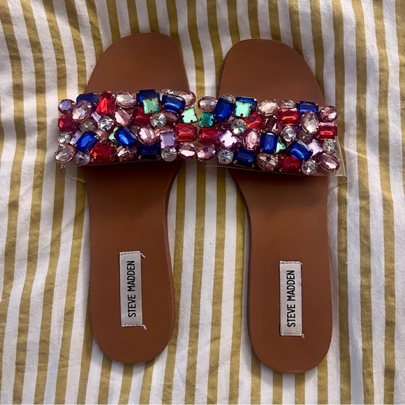 Steve Madden multi colored gem stone slides size 9 - Picture 3 of 7